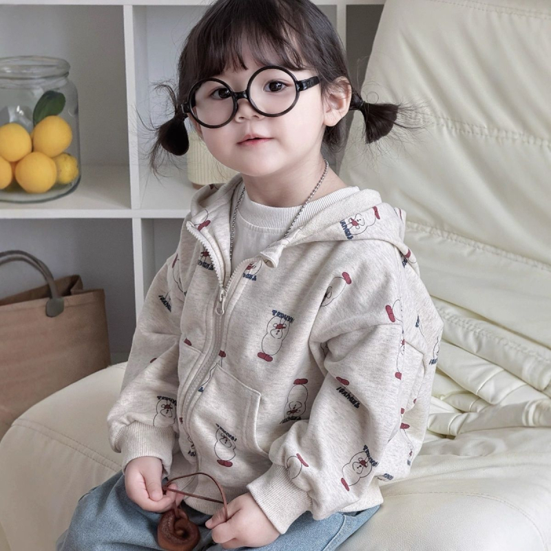 Dječja jakna s kapuljačom, crtani motiv, korejski stil, pamučna za bebe