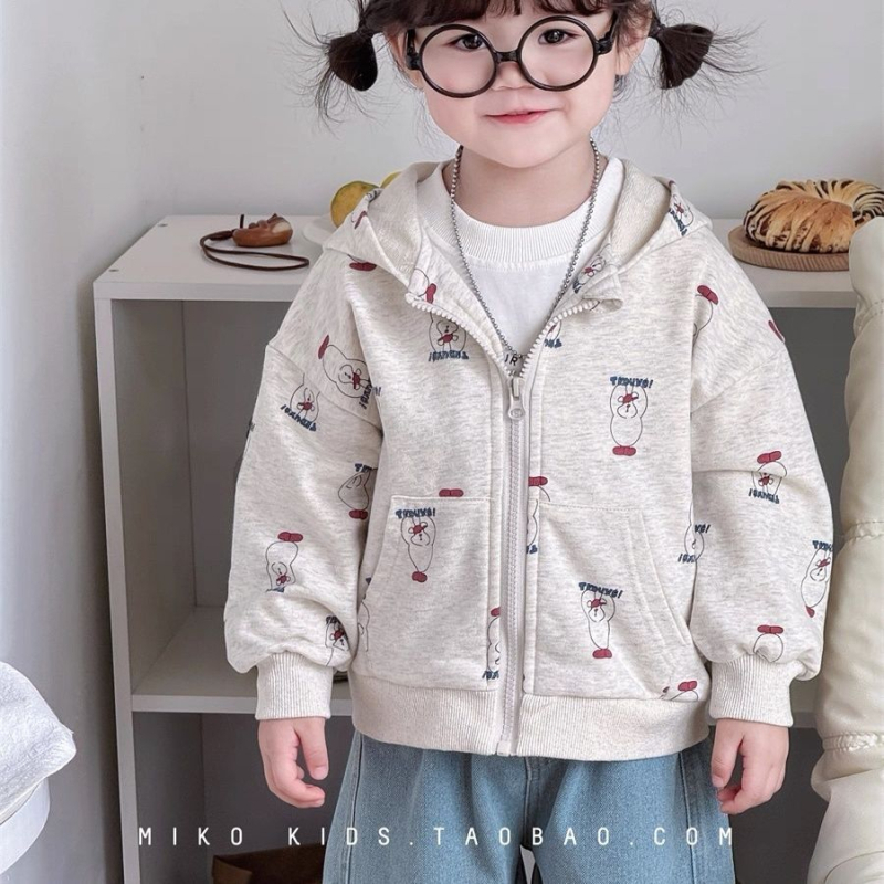 Dječja jakna s kapuljačom, crtani motiv, korejski stil, pamučna za bebe