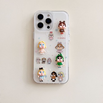 Kućište za iPhone 11–14 seriju s slatkim crtani likom od želatino boja i ilustracijom plačljivog djeteta, zaštita od padova, ručna izrada od TPE, prilagodljivo