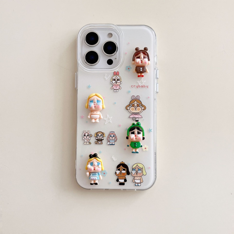 Kućište za iPhone 11–14 seriju s slatkim crtani likom od želatino boja i ilustracijom plačljivog djeteta, zaštita od padova, ručna izrada od TPE, prilagodljivo