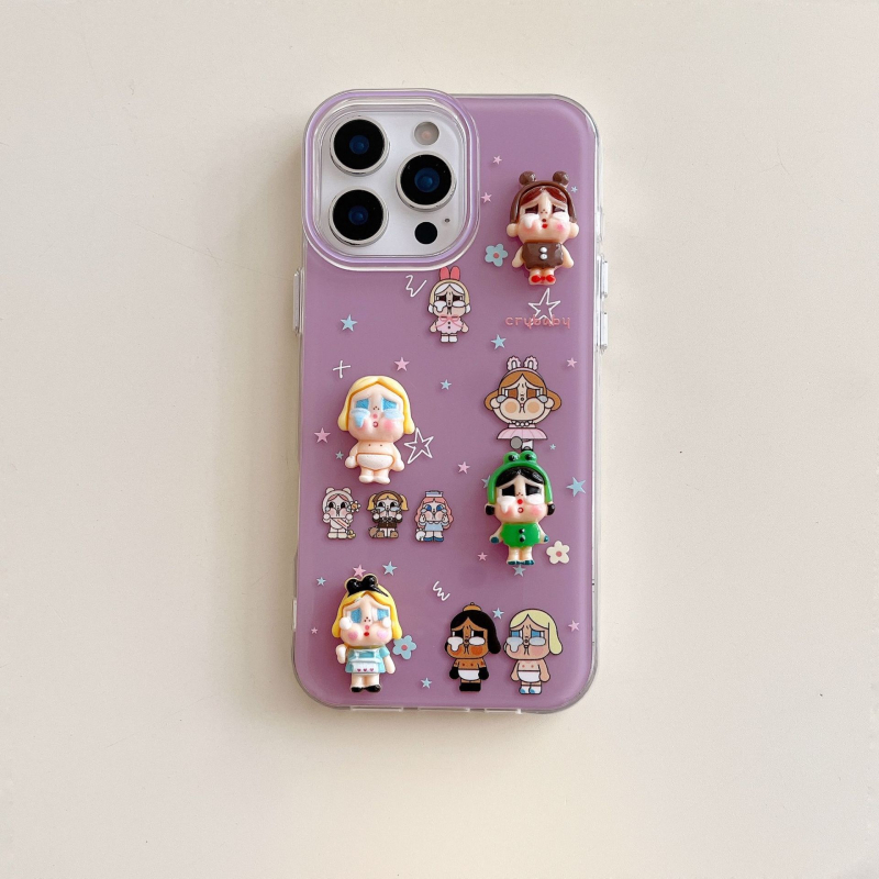 Kućište za iPhone 11–14 seriju s slatkim crtani likom od želatino boja i ilustracijom plačljivog djeteta, zaštita od padova, ručna izrada od TPE, prilagodljivo