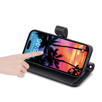 Husă din piele PU cu portofel și clapă pentru iPhone 16, cu curea crossbody