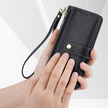 Husă din piele PU cu portofel și clapă pentru iPhone 16, cu curea crossbody