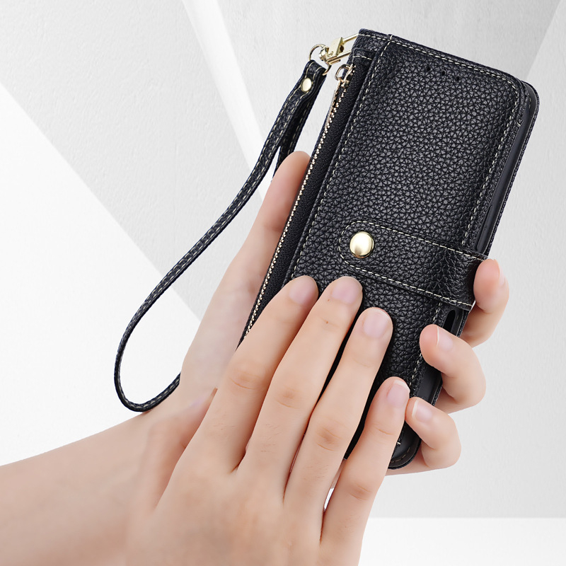 Husă din piele PU cu portofel și clapă pentru iPhone 16, cu curea crossbody