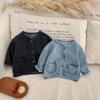 Koreai stílusú fiúknak denim dzseki, tavasz, laza szabás