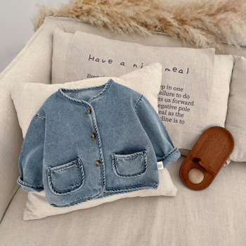 Koreai stílusú fiúknak denim dzseki, tavasz, laza szabás