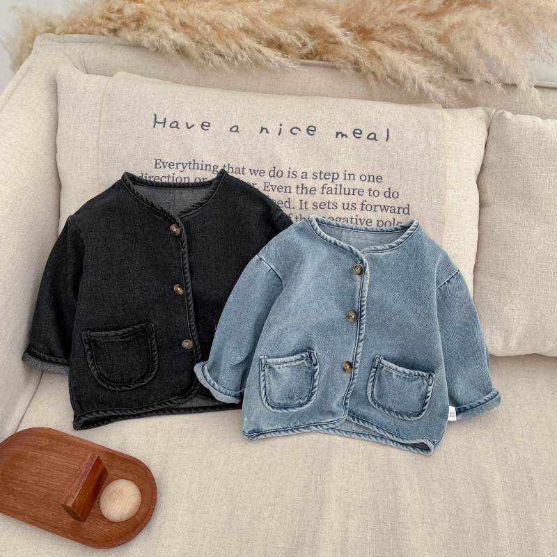 Koreai stílusú fiúknak denim dzseki, tavasz, laza szabás