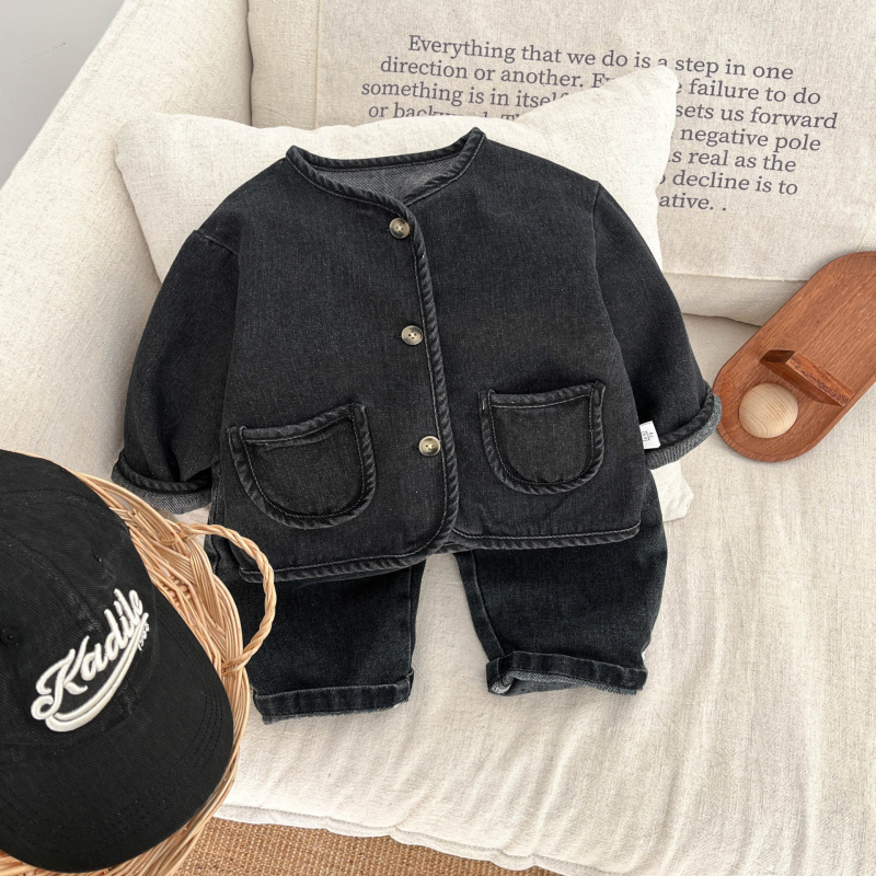 Koreai stílusú fiúknak denim dzseki, tavasz, laza szabás