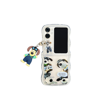 Husă pentru OPPO Find N2 Flip cu model în valuri, design personalizat cu pui de câine, husă pliabilă pictată