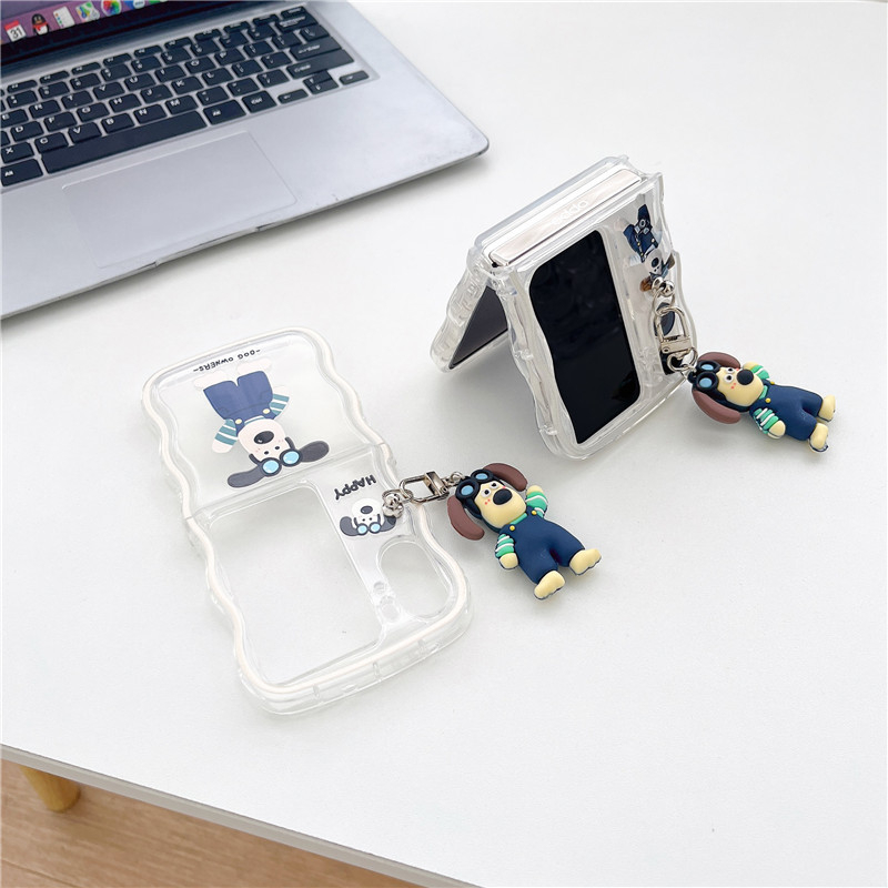 Husă pentru OPPO Find N2 Flip cu model în valuri, design personalizat cu pui de câine, husă pliabilă pictată