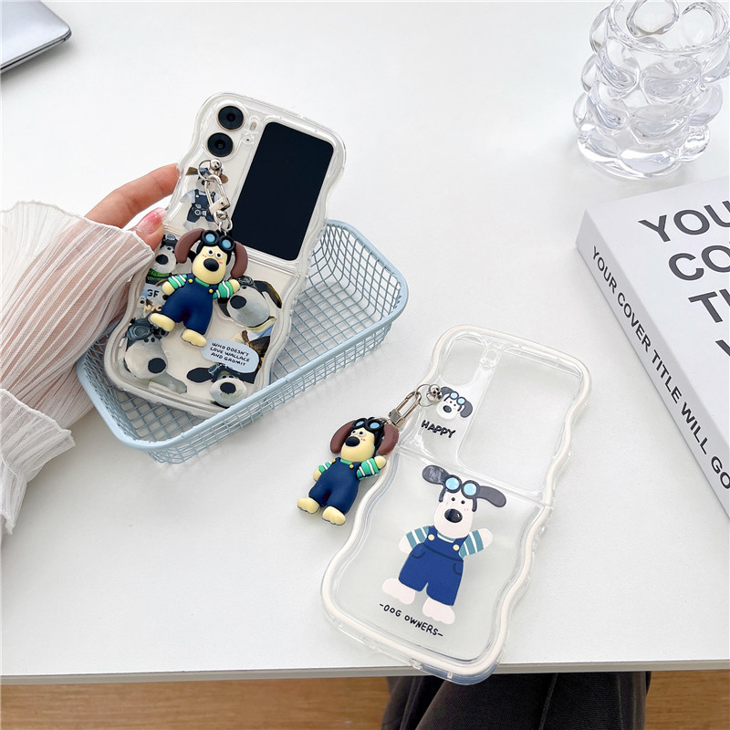 Husă pentru OPPO Find N2 Flip cu model în valuri, design personalizat cu pui de câine, husă pliabilă pictată