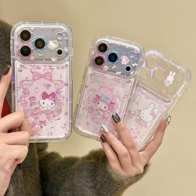 My Melody ružičasti silikonirani kućište za iPhone 15 Pro Max s efektom tekućeg pijeska – otpornost na padove, otisnut dizajn