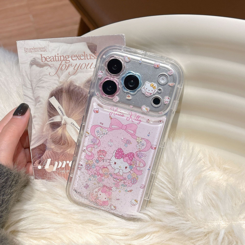 My Melody ružičasti silikonirani kućište za iPhone 15 Pro Max s efektom tekućeg pijeska – otpornost na padove, otisnut dizajn