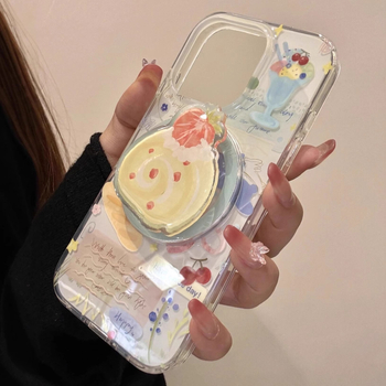 Husă de silicon pentru telefon în stil Ins, cu temă Strawberry Swiss Roll, pentru iPhone 16 Pro Max / 17