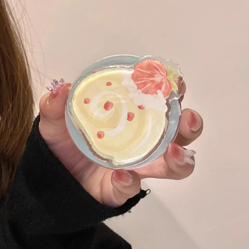Husă de silicon pentru telefon în stil Ins, cu temă Strawberry Swiss Roll, pentru iPhone 16 Pro Max / 17