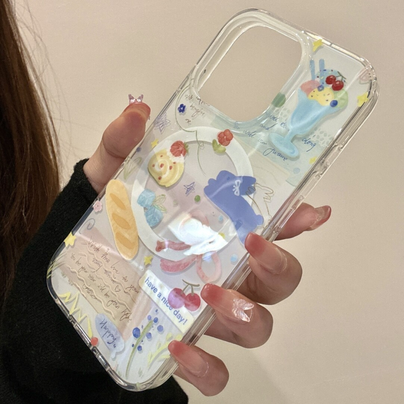 Husă de silicon pentru telefon în stil Ins, cu temă Strawberry Swiss Roll, pentru iPhone 16 Pro Max / 17