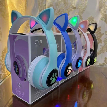 STN28 Bluetooth slušalice s mačjim ušima koje svijetle, bežične, za djecu i djevojke