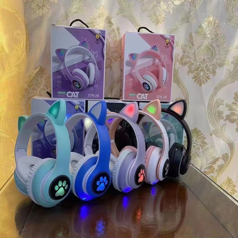 STN28 Bluetooth slušalice s mačjim ušima koje svijetle, bežične, za djecu i djevojke
