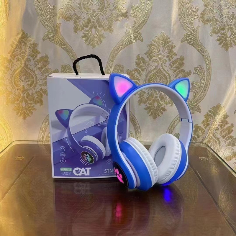 STN28 Bluetooth slušalice s mačjim ušima koje svijetle, bežične, za djecu i djevojke