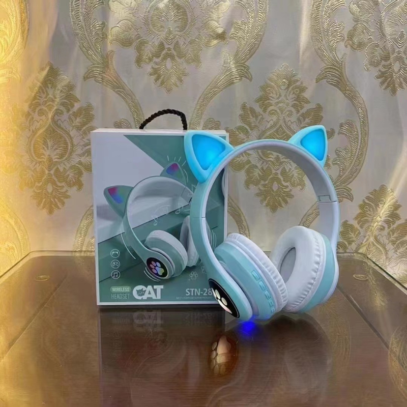 STN28 Bluetooth slušalice s mačjim ušima koje svijetle, bežične, za djecu i djevojke