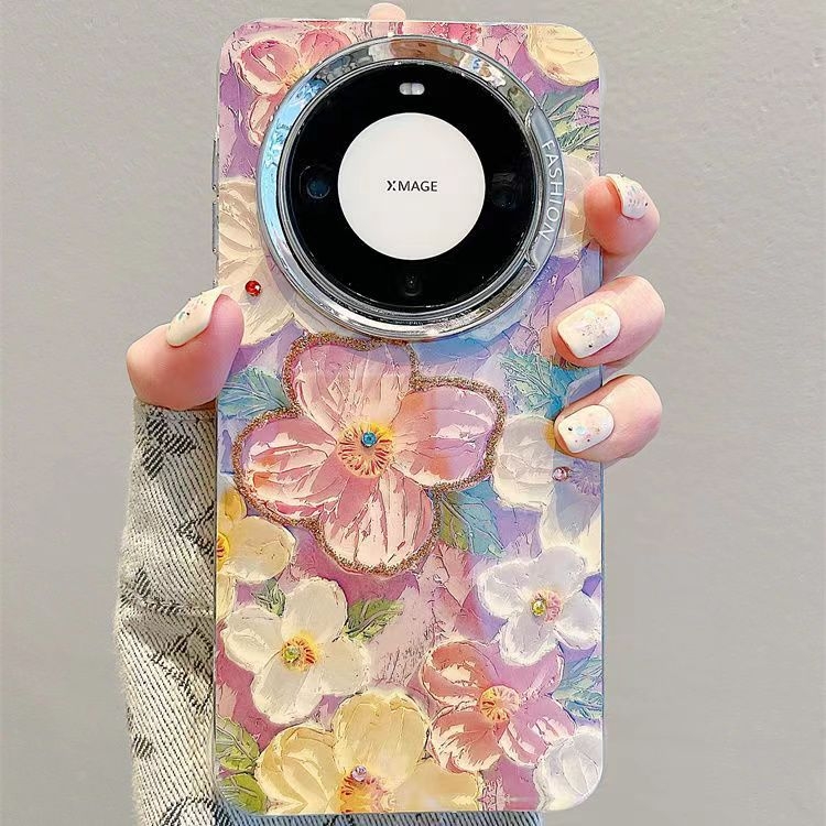 Carcasă Huawei Mate60 Pro cu design estival de flori pictate în ulei, spate TPU, stil Ins, rezistentă la uzură și la cădere.