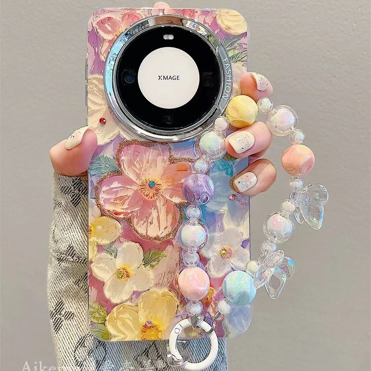 Carcasă Huawei Mate60 Pro cu design estival de flori pictate în ulei, spate TPU, stil Ins, rezistentă la uzură și la cădere.
