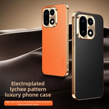 Carcasă OnePlus 15 PLK110, stil Chinezesc, textură piele PU, husă protectoare pentru bărbați și femei, finisaj electroplatat de lux