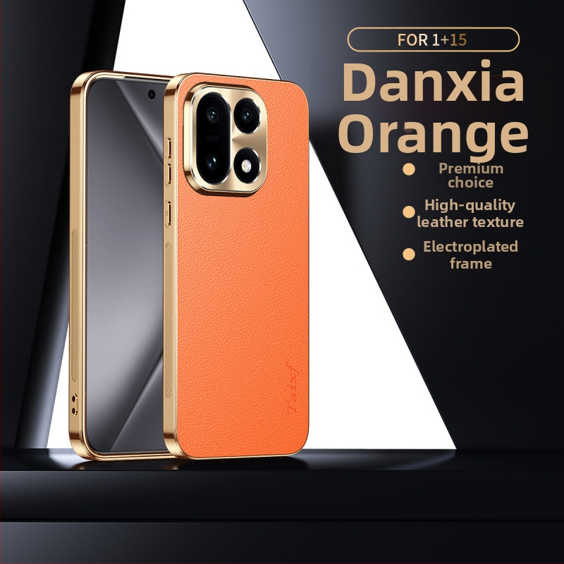Carcasă OnePlus 15 PLK110, stil Chinezesc, textură piele PU, husă protectoare pentru bărbați și femei, finisaj electroplatat de lux