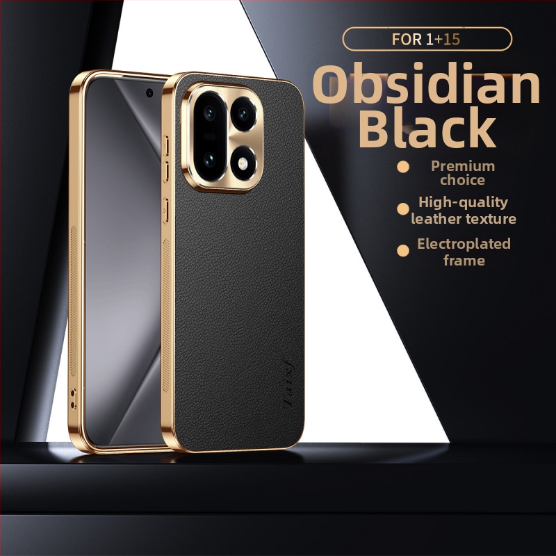 Carcasă OnePlus 15 PLK110, stil Chinezesc, textură piele PU, husă protectoare pentru bărbați și femei, finisaj electroplatat de lux
