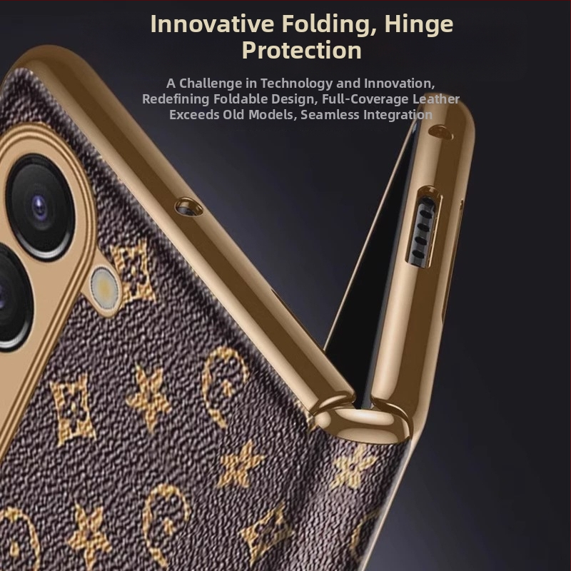 Samsung Fold5 luxusný kryt s antickým zlatým pántom a integrovanou ochranou displeja – všetko v jednom Fold6/W24