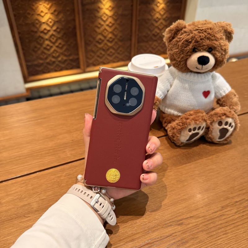 Huawei Mate Xs preklopna maska za telefon sa središnjom osi i zaštitom objektiva – novi model, žuti dizajn Boga bogatstva