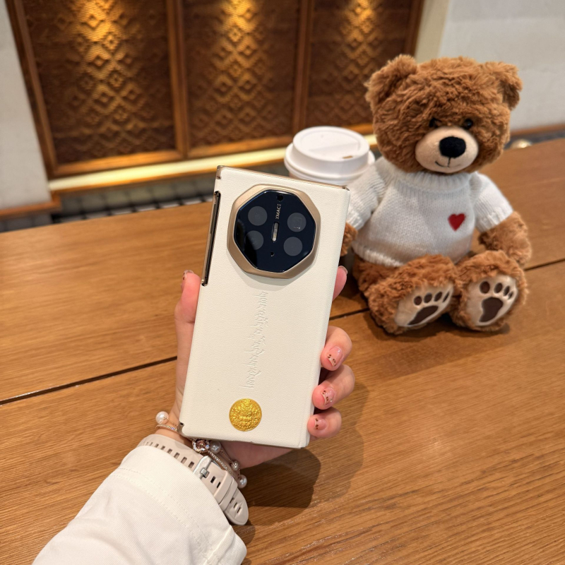 Huawei Mate Xs preklopna maska za telefon sa središnjom osi i zaštitom objektiva – novi model, žuti dizajn Boga bogatstva