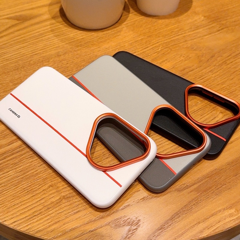 Carcasă de protecție pentru Huawei Pura80/Pura90/Pura80Pro – Armură aurie tri-color portocaliu, piele artificială, design minimalist, husă rigidă