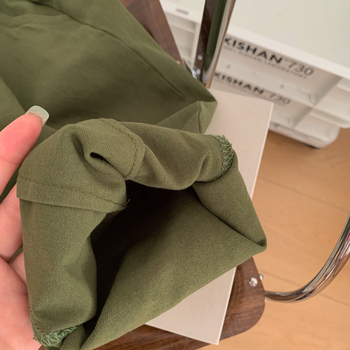 Gyerekeknek pamutnadrág, uniszex, magas derekú, katonazöld, casual, mosott pamut, kód C0203