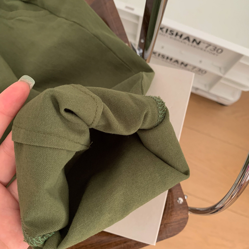 Gyerekeknek pamutnadrág, uniszex, magas derekú, katonazöld, casual, mosott pamut, kód C0203