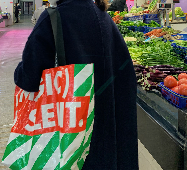 PP tkana ručna torba za kupovinu, ekološki prihvatljiva, velika kapacitet, uzorak zmijskog koža, vodootporna tkanina s otiskom logotipa