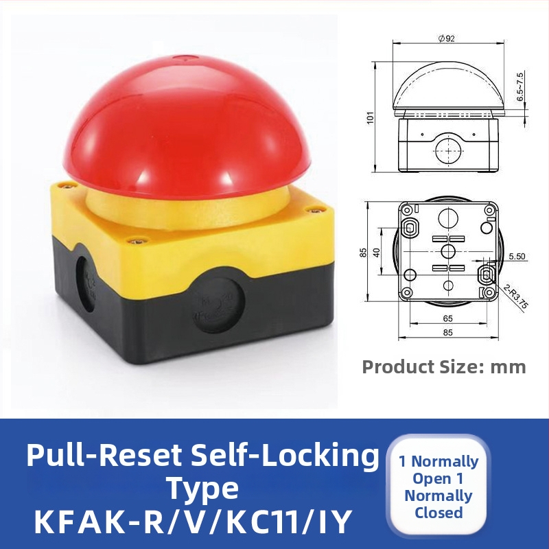 Pedálový vypínač núdzového zastavenia s hlavou huby, samo-resetujúci a uzamykateľný, model FAK-S/KC11/I