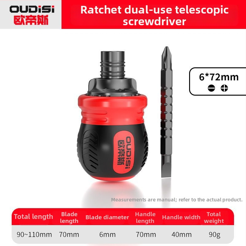 Oudisi dvojúčelový teleskopický skrutkovač s Phillips a plochým bitom, dvojstranný, ergonomická rukoväť