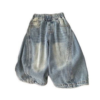 Uniszex gyerek farmernadrág tavasz-ősz, patchwork, koreai stílusú, casual farmernadrág 3–8 éveseknek