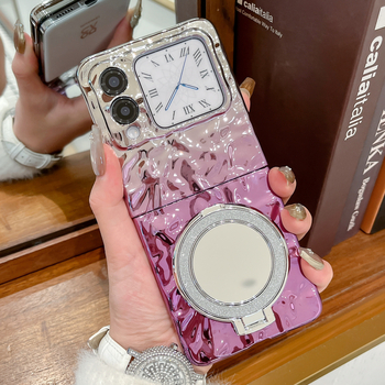 Huawei Nova Flip S futrola s gradijentnom bojom, sklopnim zaslonom, držačem ogledala i elektroplatiniranim čvrstim kućištem