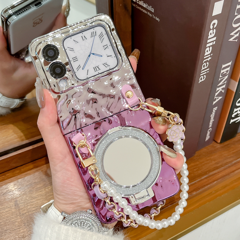 Huawei Nova Flip S futrola s gradijentnom bojom, sklopnim zaslonom, držačem ogledala i elektroplatiniranim čvrstim kućištem