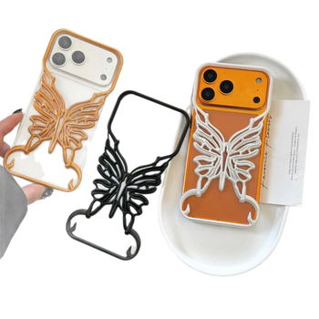 Elektroplakovaný 3D motýľový kryt pre iPhone 17 Pro Max, chladiaci kryt pre iPhone 15, štýlový pre iPhone 14