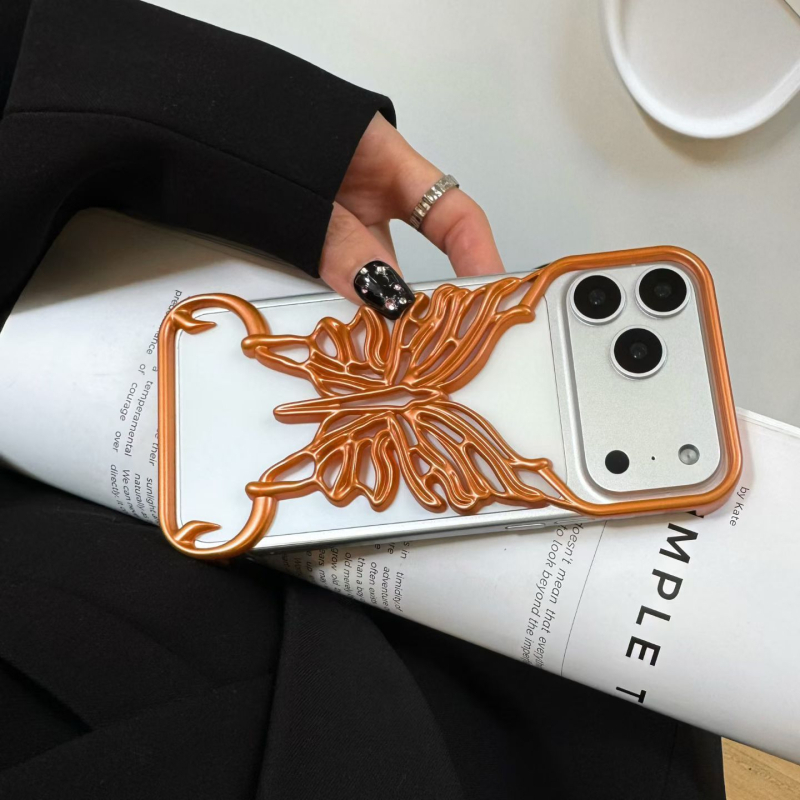Elektroplakovaný 3D motýľový kryt pre iPhone 17 Pro Max, chladiaci kryt pre iPhone 15, štýlový pre iPhone 14