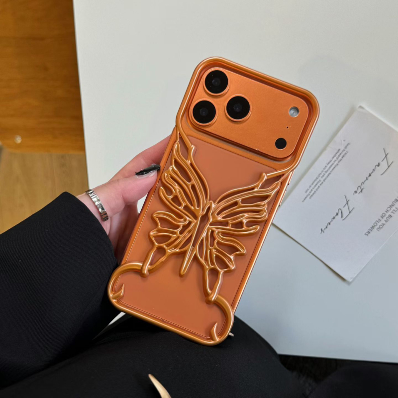 Elektroplakovaný 3D motýľový kryt pre iPhone 17 Pro Max, chladiaci kryt pre iPhone 15, štýlový pre iPhone 14