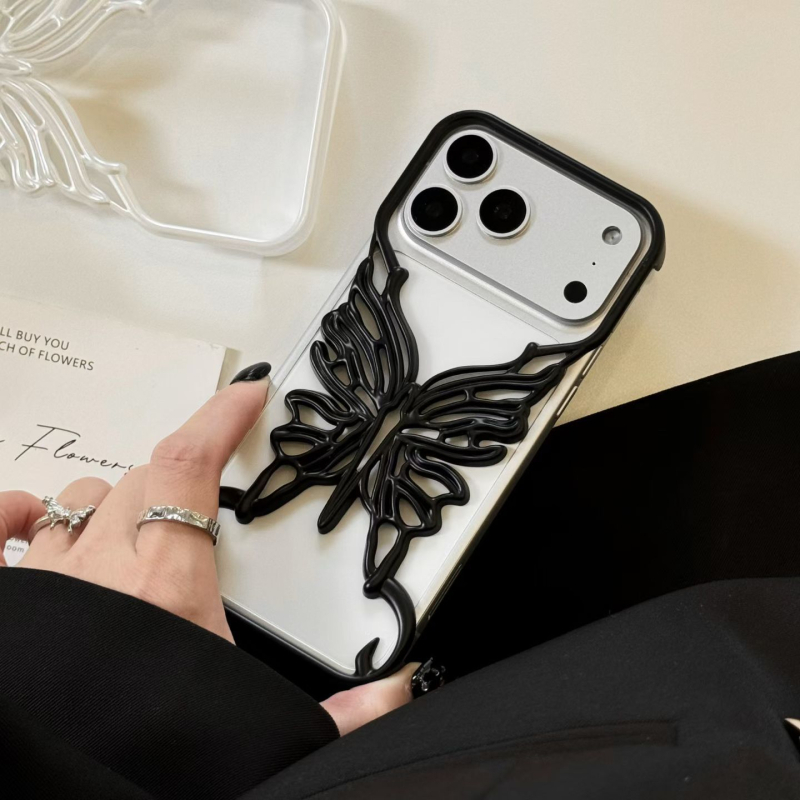 Elektroplakovaný 3D motýľový kryt pre iPhone 17 Pro Max, chladiaci kryt pre iPhone 15, štýlový pre iPhone 14