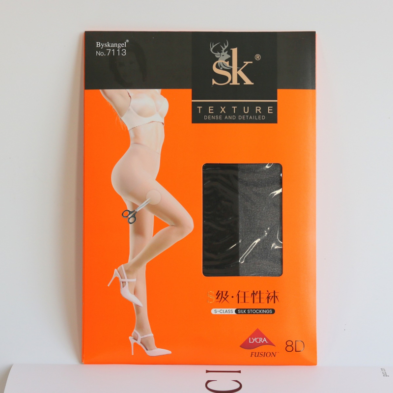 SK S7113 Ženske ljetne ultra-tanke velur pantyhose s nasumičnim krojem, nevidljiva UV zaštita, svijetlo crna