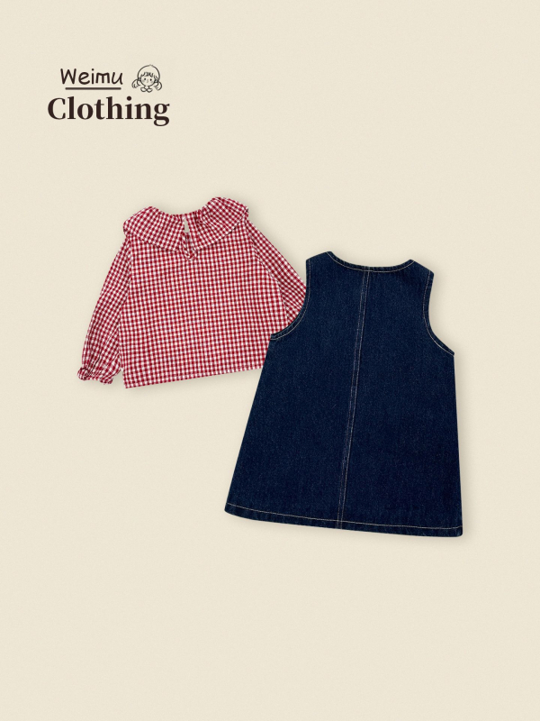 Lányok tavaszi szettje: ing és denim miniszoknya
