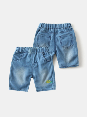 WAPYPY Ljetne dječje traperice, korejski stil, za dječake, denim 90% pamuka, kapri dužina, životinjski uzorak