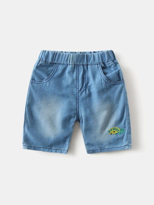WAPYPY Ljetne dječje traperice, korejski stil, za dječake, denim 90% pamuka, kapri dužina, životinjski uzorak