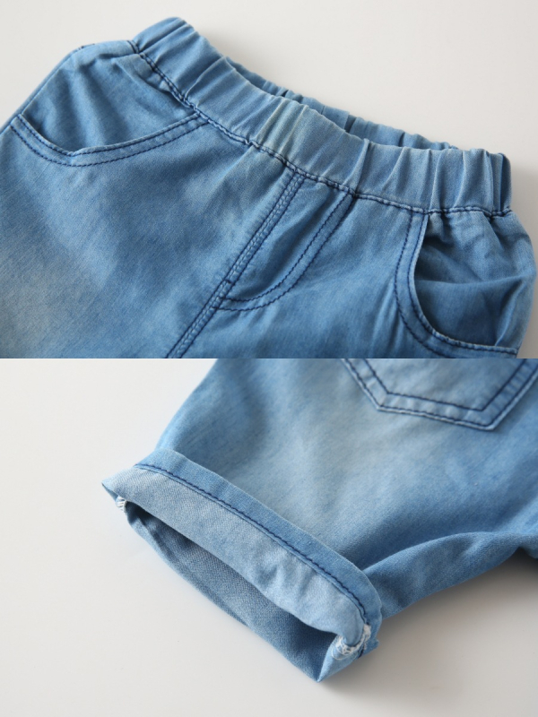 WAPYPY Ljetne dječje traperice, korejski stil, za dječake, denim 90% pamuka, kapri dužina, životinjski uzorak